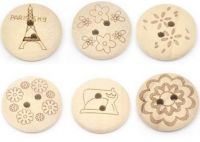 30 Botones de madera - 20 mm 